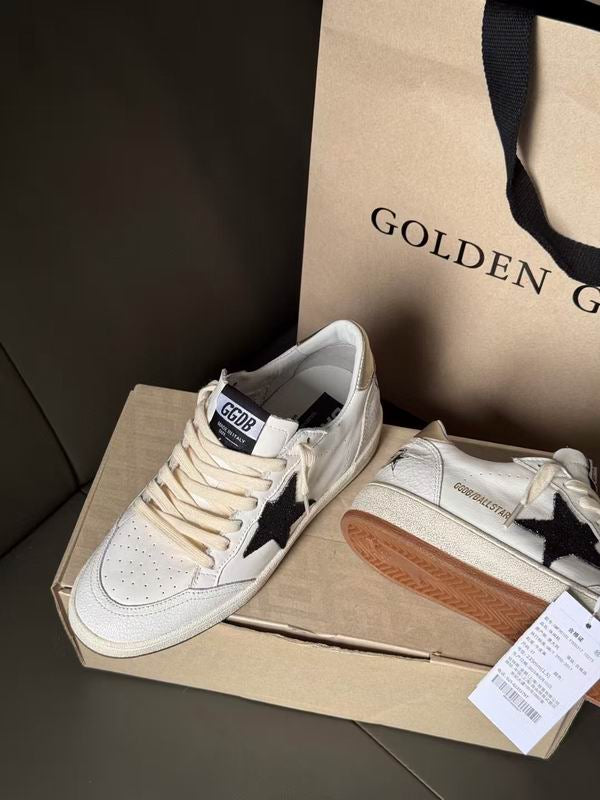 Golden Goose ball star white black gold gum