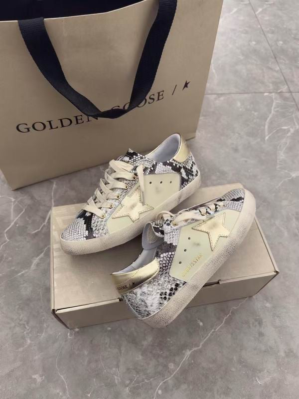 GOLDEN GOOSE Super-Star snake-print leather sneakers