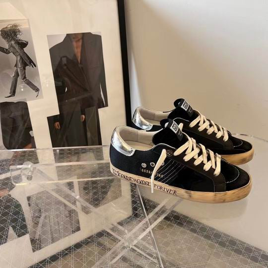 Golden Goose Super-Star Distressed Mesh Sneakers Black