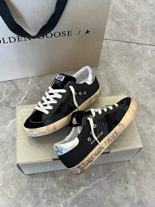 Golden Goose Super-Star Distressed Mesh Sneakers Black