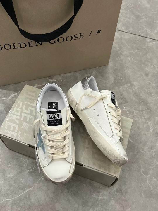 Golden Goose  Super-Star LTD with light blue star and silver leather heel tab