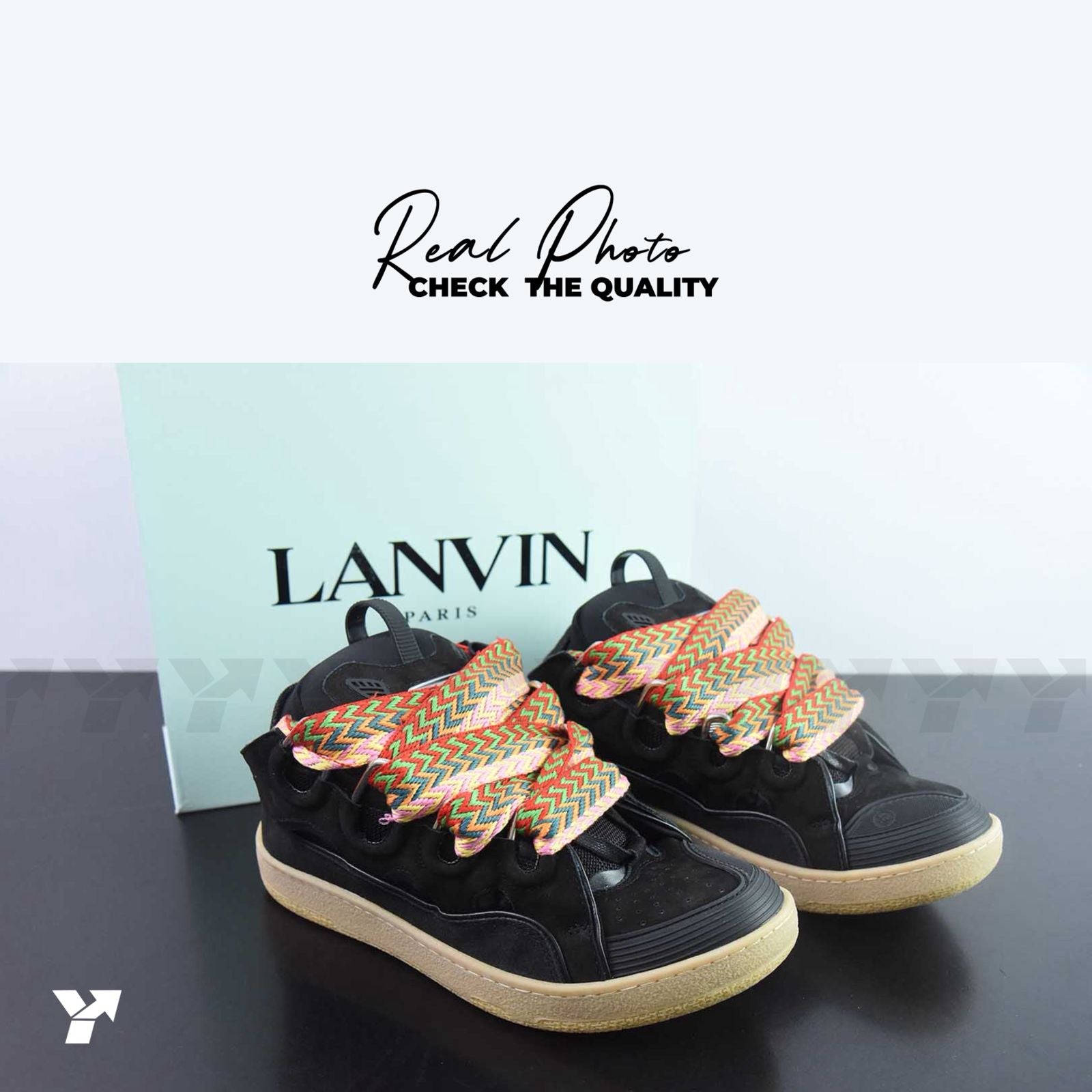 Lanvin Leather Curb-Black Multicolor