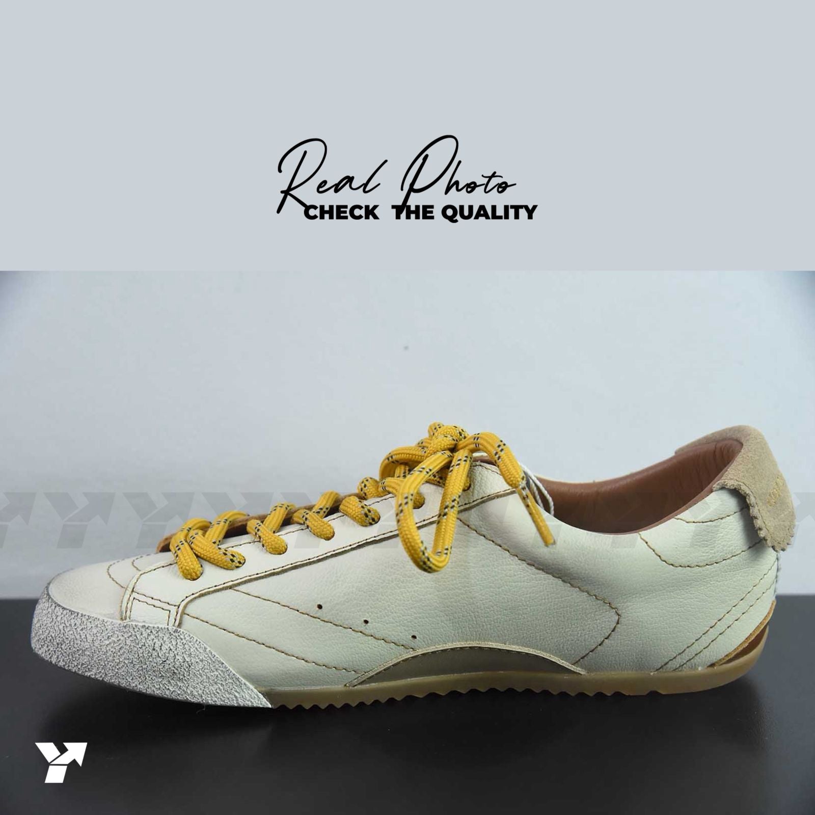 Golden Goose True Star-white nappa  beige suede heel