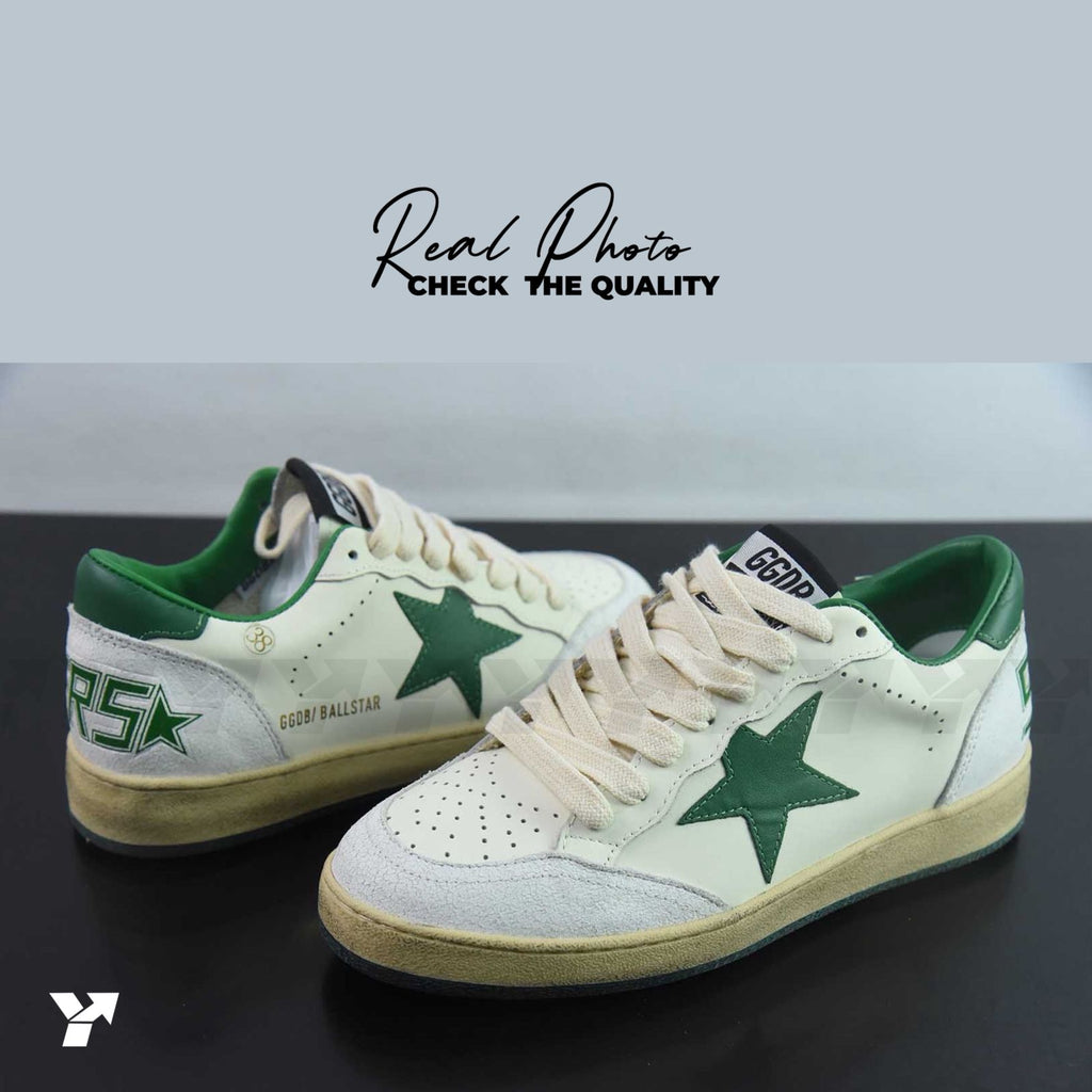 Golden Goose Ball-Star Low-White green