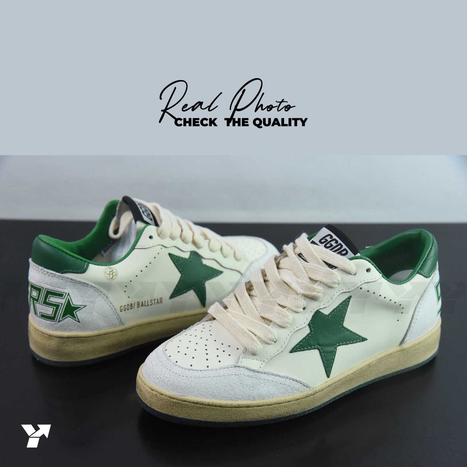 Golden Goose Ball-Star Low-White green