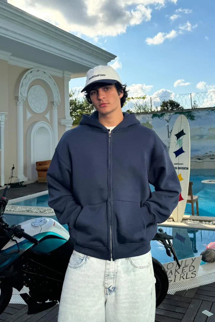 Premium Heavy Full Zip Hoodie - In Iron Gray