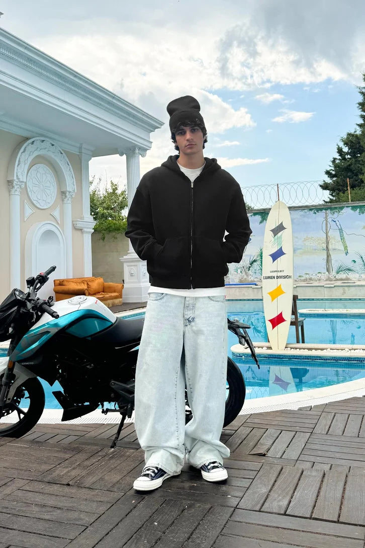 Premium Heavy Full Zip Hoodie - In Black