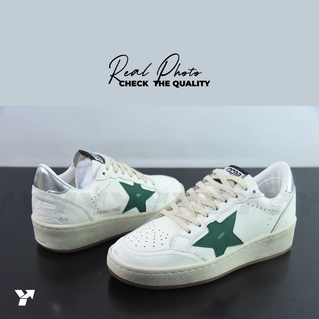 Golden Goose Ball Star 2-White Silver green gum