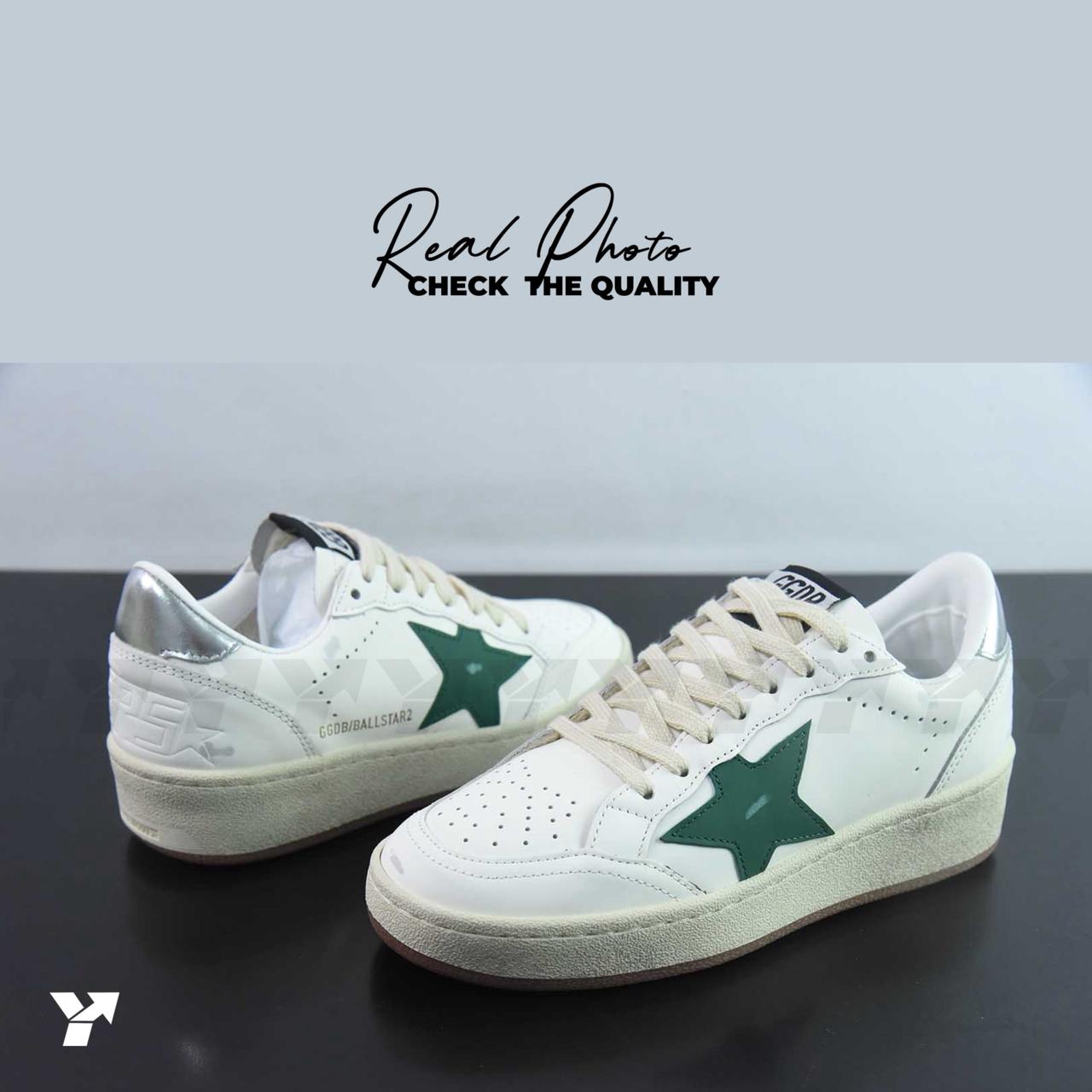 Golden Goose Ball Star 2-White Silver green gum