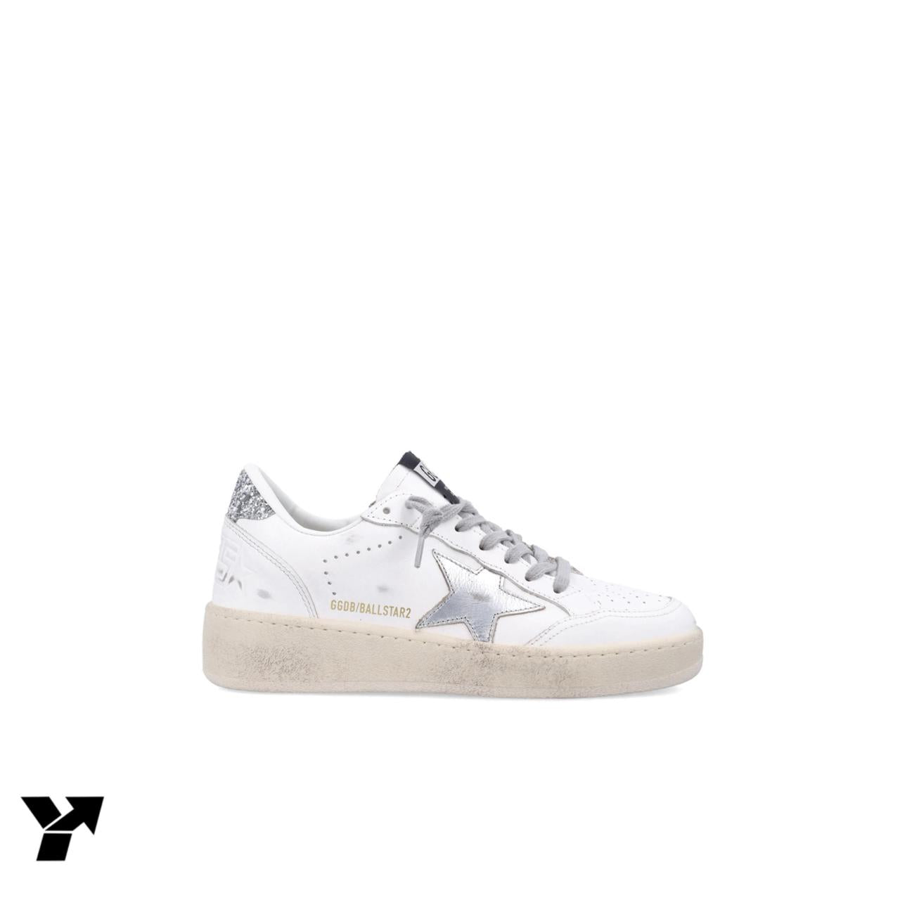 Golden Goose Ball Star 2 Deluxe-White Silver