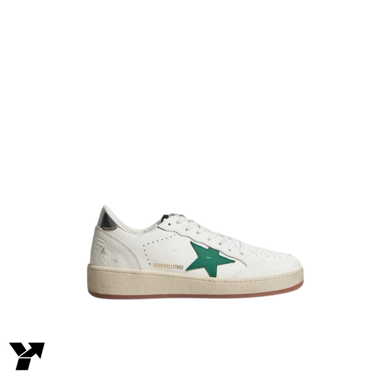 Golden Goose Ball Star 2-White Silver green gum