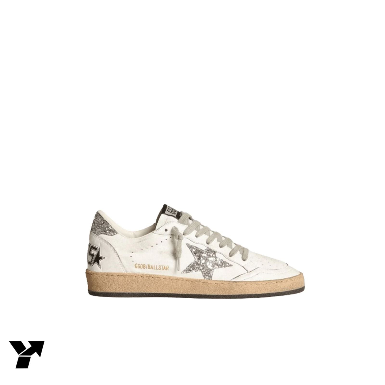 Golden Goose Ball-Star Low-White glitter silver