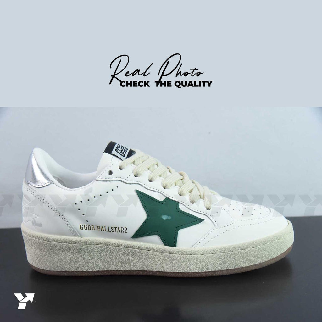 Golden Goose Ball Star 2-White Silver green gum