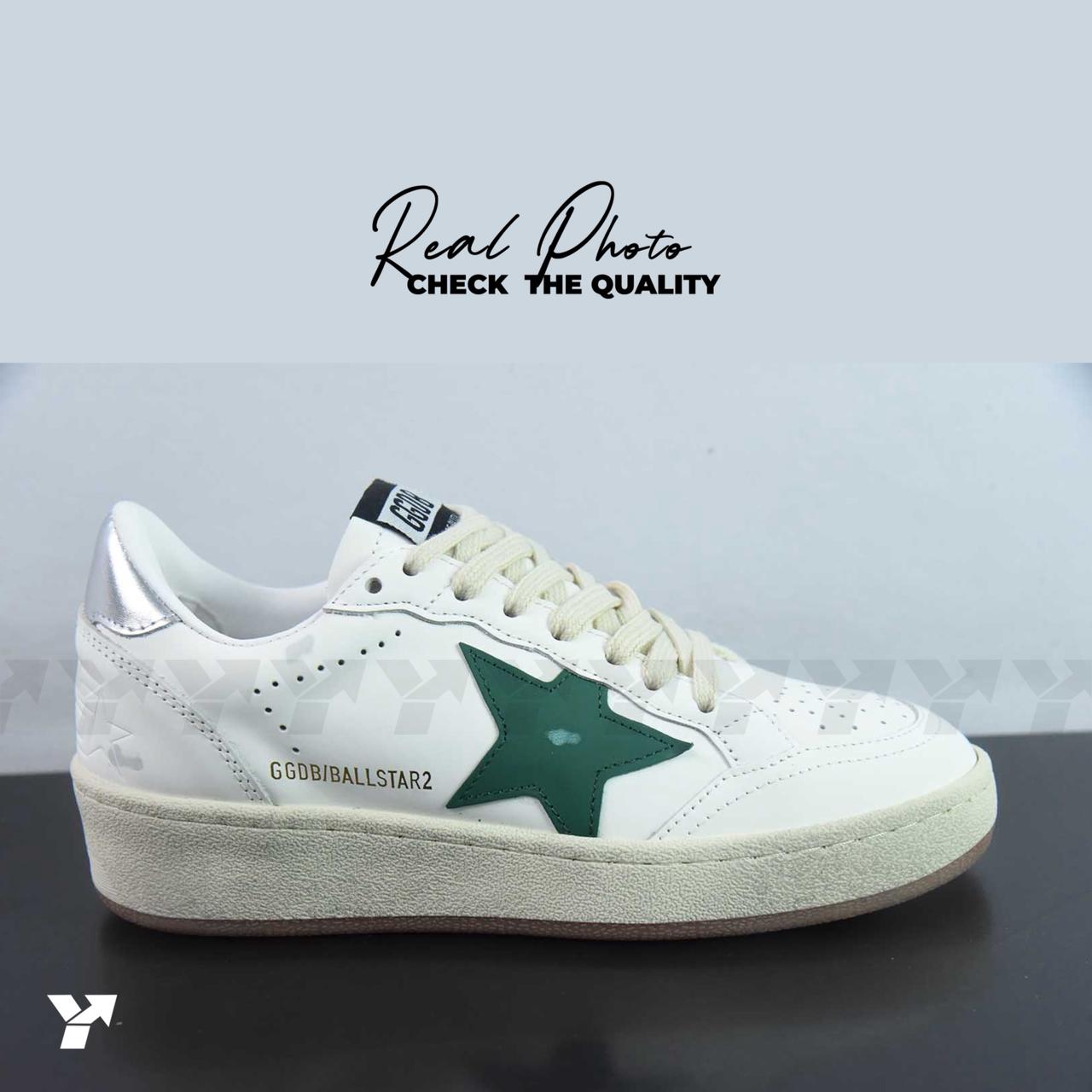 Golden Goose Ball Star 2-White Silver green gum