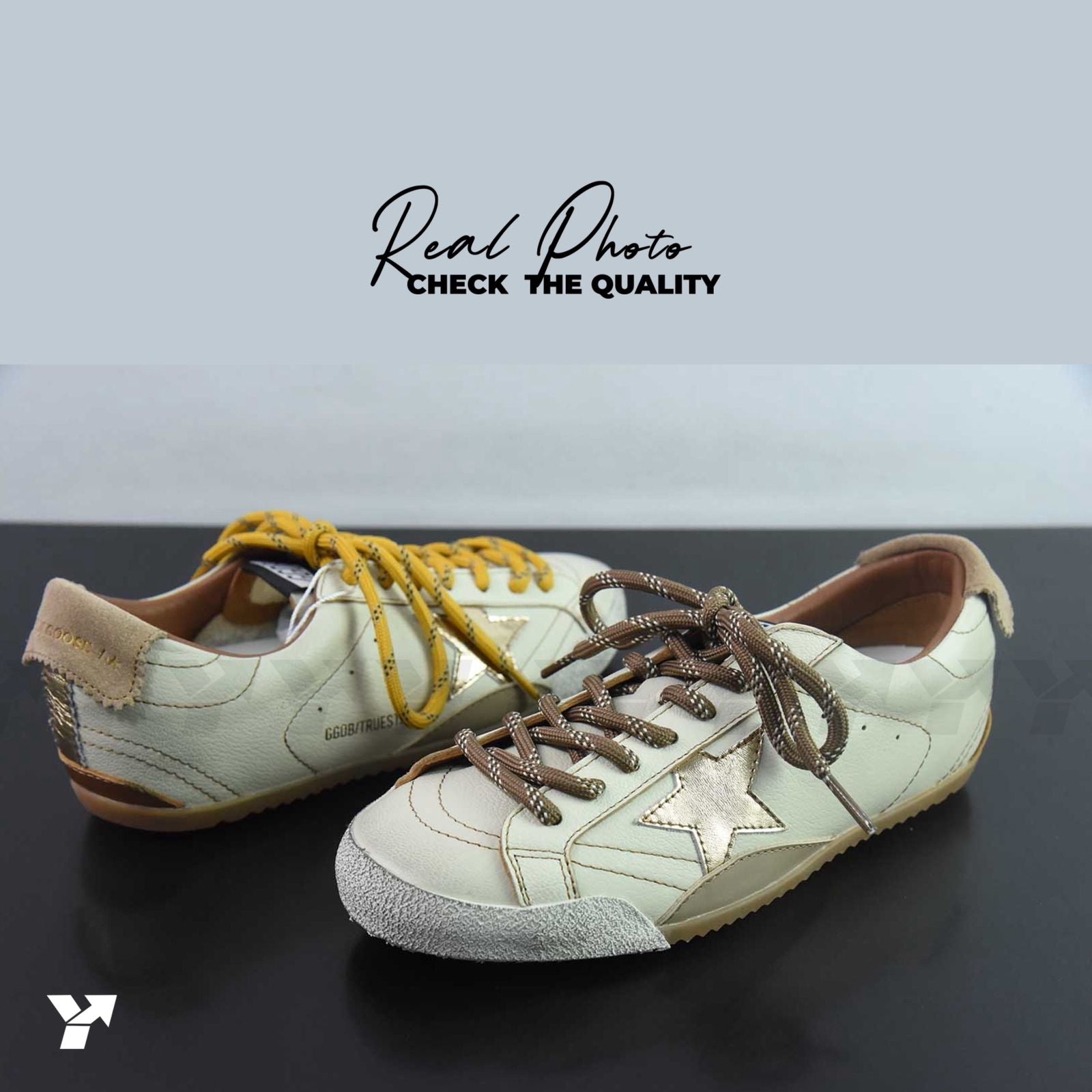Golden Goose True Star-white nappa  beige suede heel
